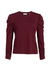 7 For All Mankind Pleated Puff-Sleeve Top
