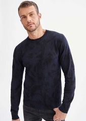 7 For All Mankind Printed Linen Sweater in Navy Palm