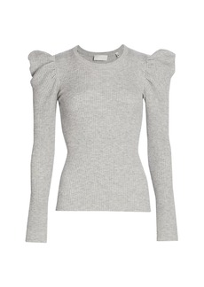 7 For All Mankind Puff-Shoulder Crewneck Sweater