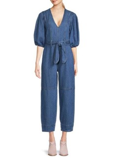 7 For All Mankind Puff Sleeves Denim Jumpsuit