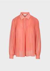 7 For All Mankind Release Pleat Collared Shirt in Coral