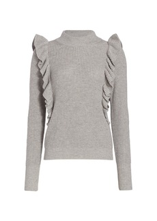 7 For All Mankind Ribbed Ruffle-Embellished Sweater