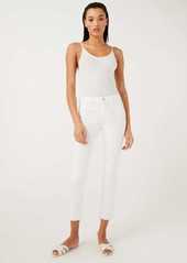 7 For All Mankind Roxanne Ankle with Raw Hem in White Fashion