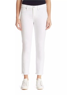 7 For All Mankind Roxanne Mid-Rise Frayed Stretch Cigarette Jeans