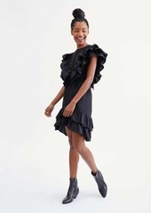 7 For All Mankind Ruffle Dress with Lace Trim in Jet Black