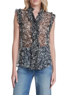 7 For All Mankind Ruffled Cotton Sleeveless Blouse