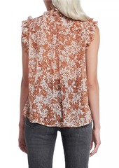 7 For All Mankind Ruffled Cotton Sleeveless Blouse