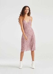 7 For All Mankind Seamed Chiffon Slip Dress in Rose Leopard