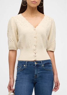 7 For All Mankind Short-Sleeve Western Pointelle Cardigan