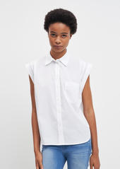 7 For All Mankind Sleeveless Button Up Collar Shirt In Optic White