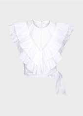 7 For All Mankind Sleeveless Ruffle Top with Lace Trim in Optic White