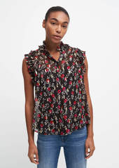 7 For All Mankind Sleeveless Top With Ruffles In Bougainvillea Floral