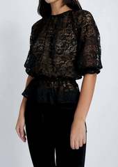 7 For All Mankind Soft Volume Lace Top In Black
