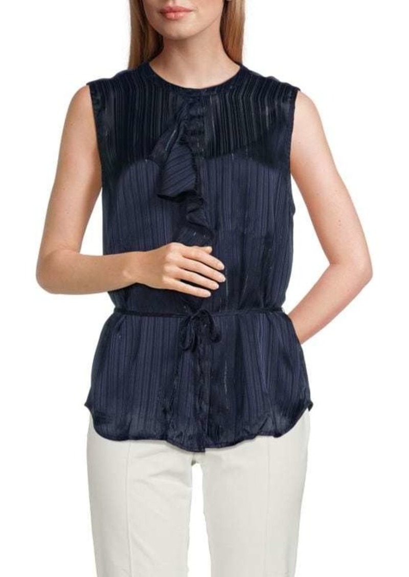 7 For All Mankind Sparkle Ruffled Sleeveless Top