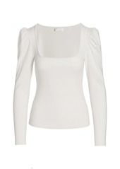 7 For All Mankind Squareneck Puff-Sleeve Top