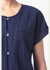 7 For All Mankind Striped Welt Pocket Shirt in Navy