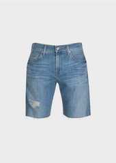 7 For All Mankind The Straight Short In Light Indigo With Destroy