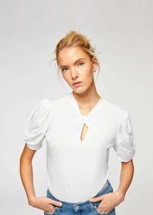 7 For All Mankind Twist Neck & Sleeve Top in Soft White
