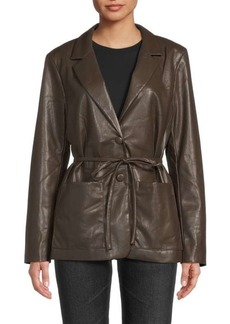 7 For All Mankind Vegan Leather Tie Jacket