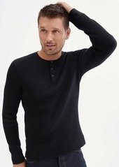 7 For All Mankind Waffle Henley in Black