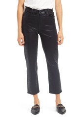 7 For All Mankind High Waist Coated Crop Straight Leg Jeans in Blkcoating at Nordstrom