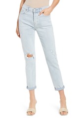 7 For All Mankind Josefina High Waist Ripped Straight Leg Jeans in Blue at Nordstrom