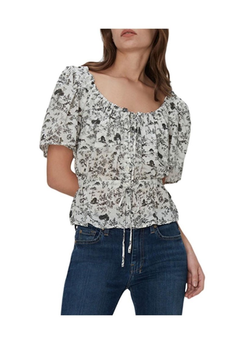 7 For All Mankind Womens Open Back Print Peasant Top