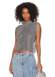 8 Other Reasons Rhinestone Mesh Cowl Neck Top