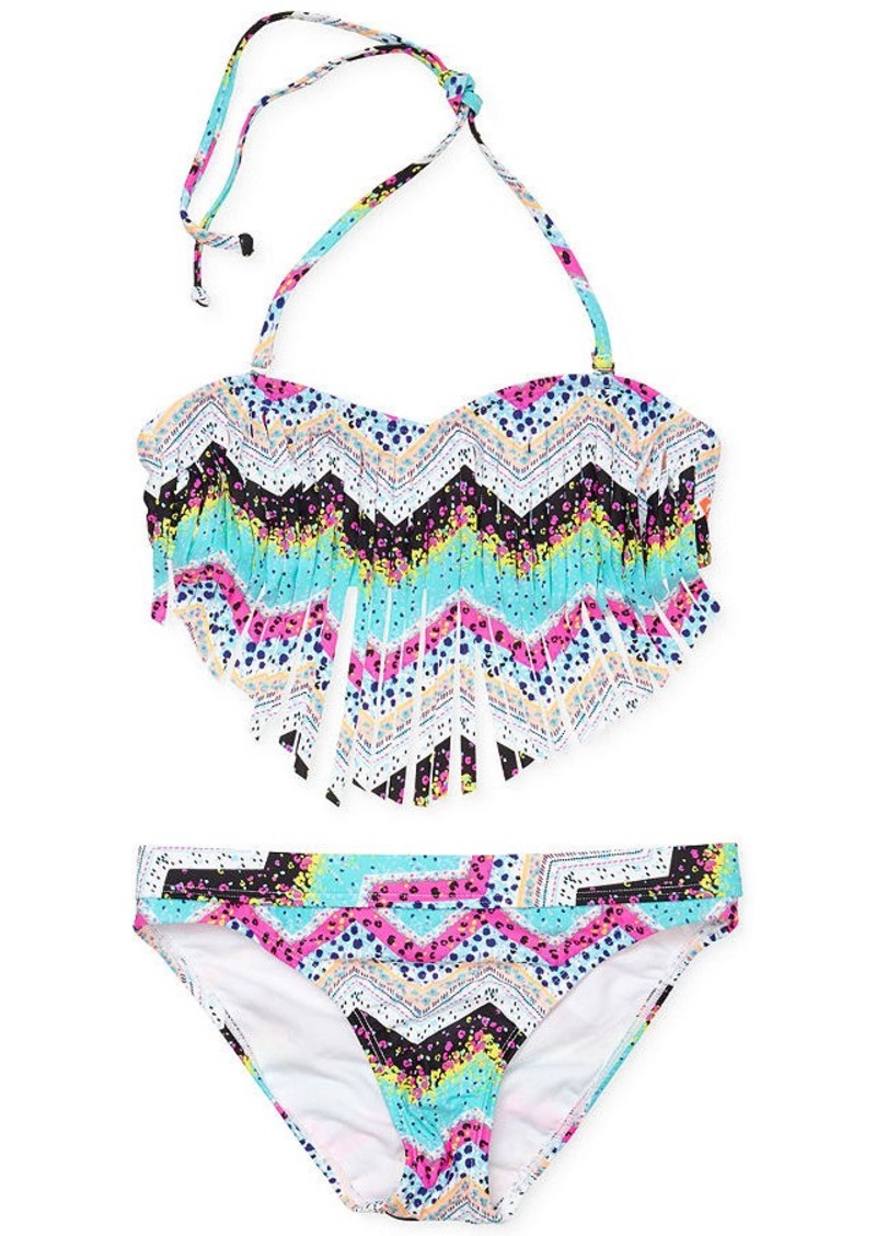 Roxy Roxy Girls' 2-Piece Sea Hippie Fringe Bandeau Bikini Swimsuit Set ...