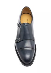 A. Testoni Salerno Double Monk Strap Textured Leather Shoes