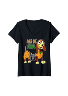 Womens ABS OF STEEL DOG Shirt Funny ABS OF STEEL DOG V-Neck T-Shirt