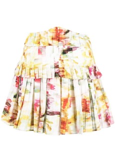 Acler abstract-print pleated skirt