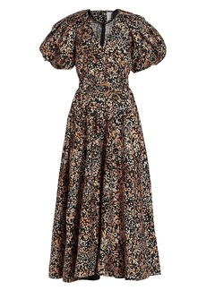 Acler Warner Belted Puff-Sleeve Maxi Dress