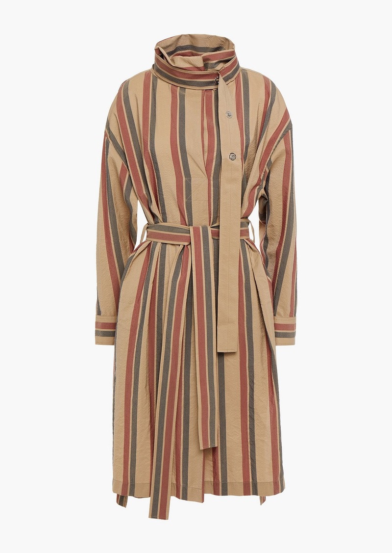 Acne Studios - Belted striped wool-blend dress - Neutral - DE 34