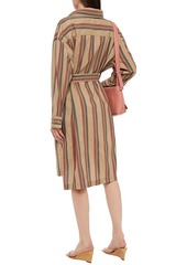 Acne Studios - Belted striped wool-blend dress - Neutral - DE 34