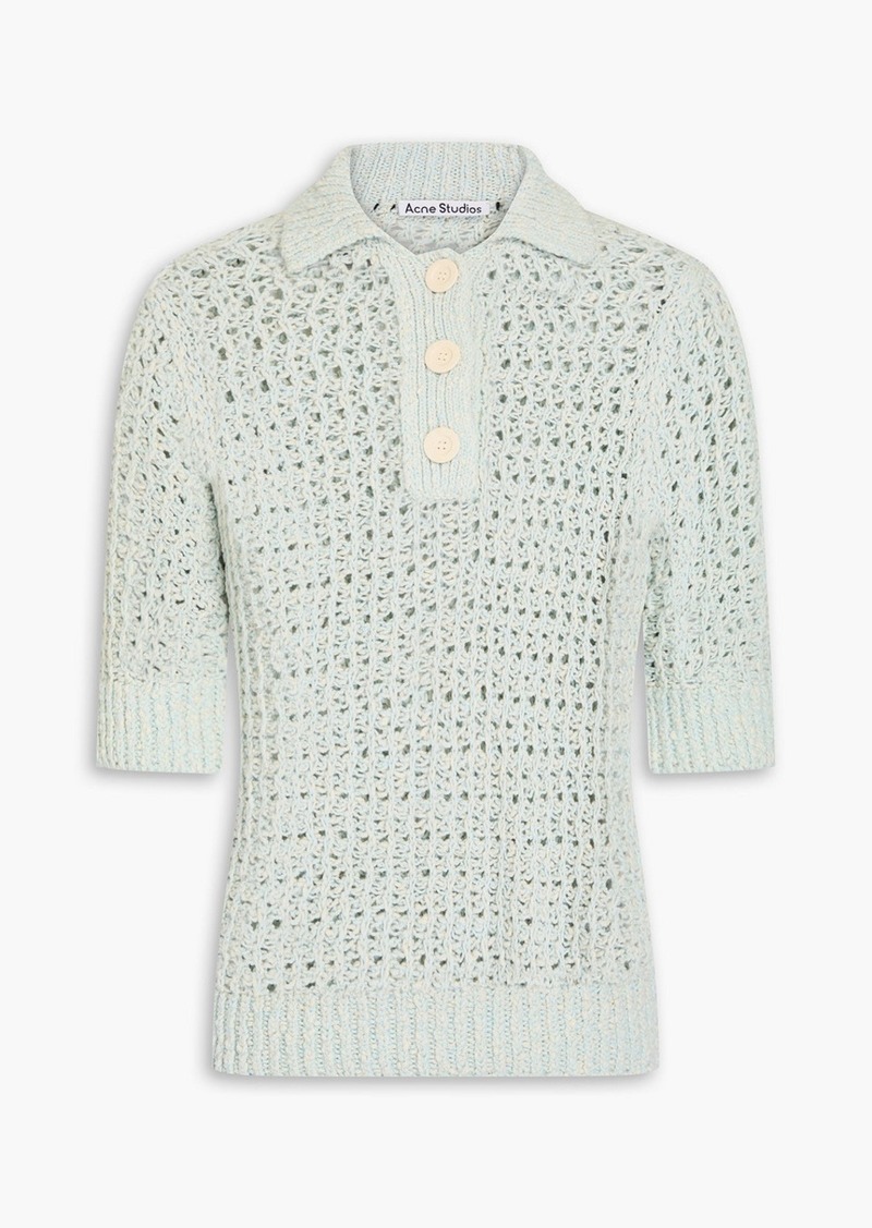 Acne Studios - Crochet-knit cotton polo shirt - Green - XXS