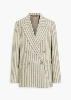 Acne Studios - Double-breasted striped wool and cotton-blend tweed blazer - Gray - DE 36