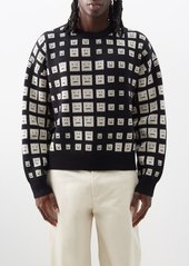 Acne Studios - Face-logo Optical-jacquard Wool Sweater - Mens - Black White