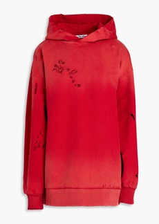 Acne Studios - Fikka distressed embroidered cotton-fleece hoodie - Red - XXS