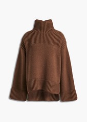 Acne Studios - Oversized donegal ribbed-knit turtleneck sweater - Brown - XXS