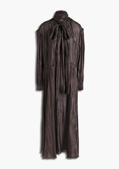 Acne Studios - Pussy-bow tiered crinkled-satin midi dress - Brown - DE 36