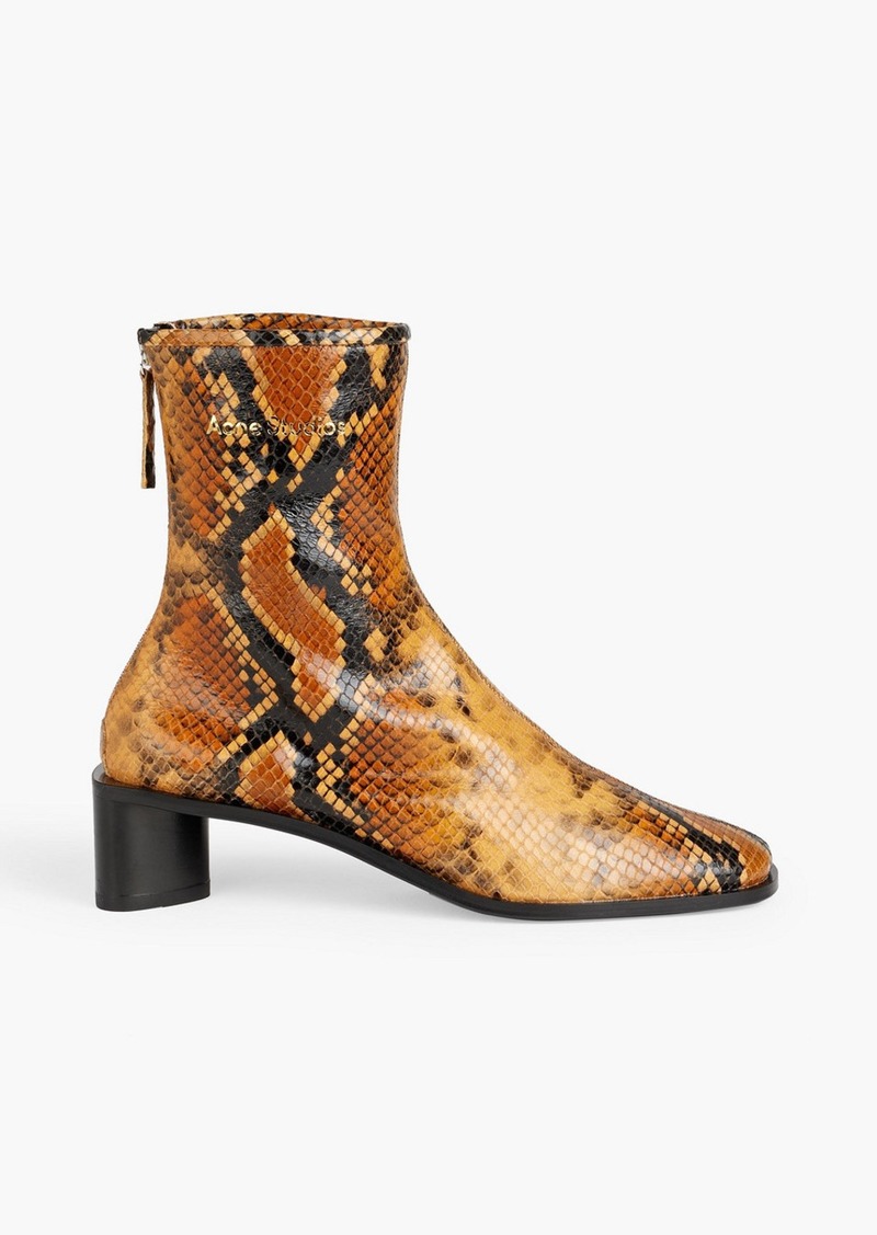 Acne Studios - Snake-effect leather ankle boots - Animal print - EU 36