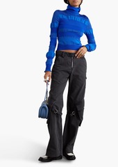 Acne Studios - Striped ribbed-knit hooded turtleneck sweater - Blue - XXS