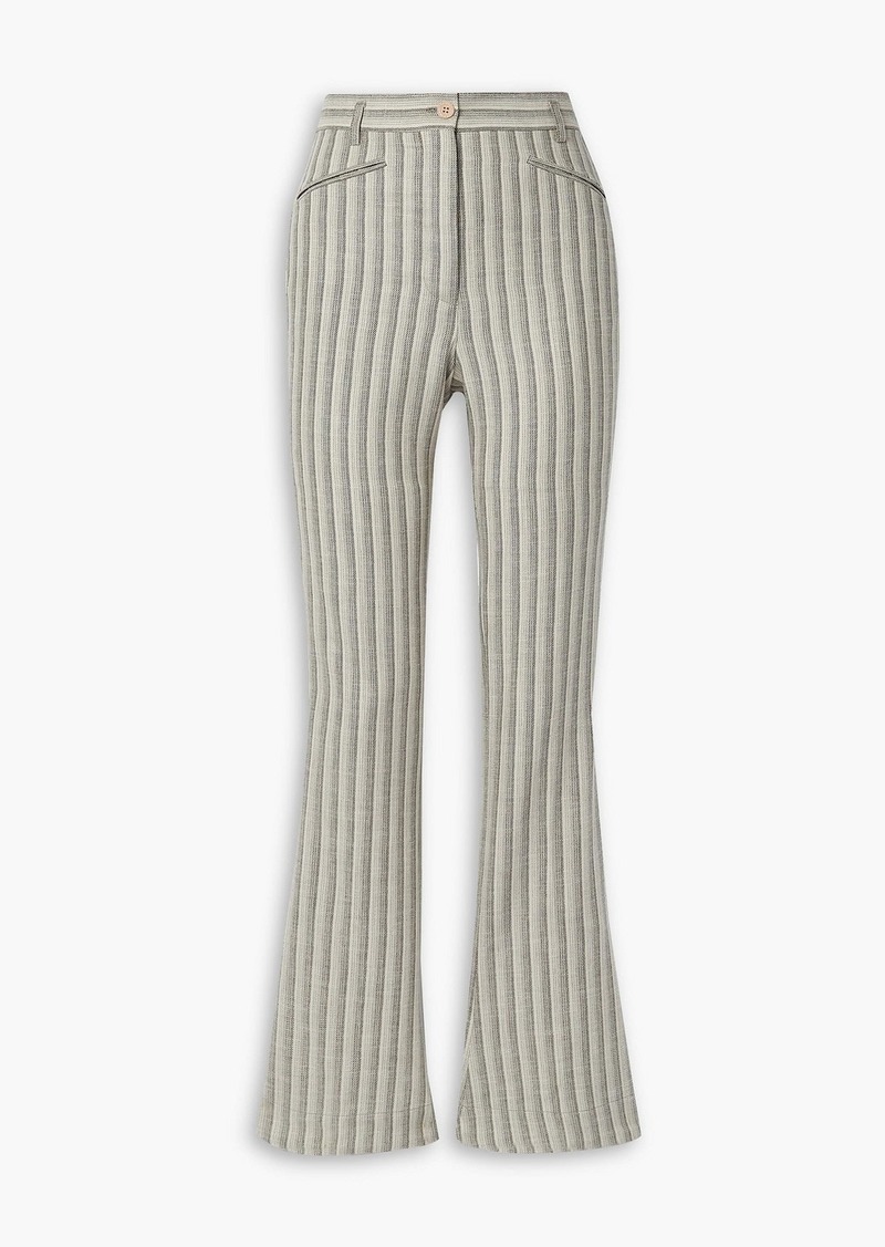 Acne Studios - Striped wool and cotton-blend flared pants - Neutral - DE 40