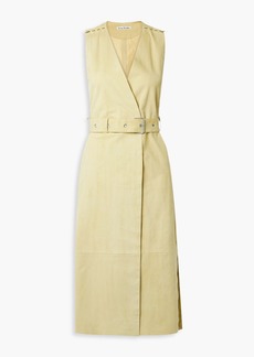 Acne Studios - Whipstitched belted suede midi wrap dress - Yellow - DE 38