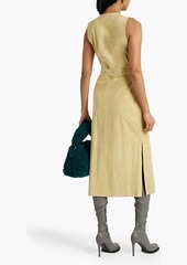 Acne Studios - Whipstitched belted suede midi wrap dress - Yellow - DE 38