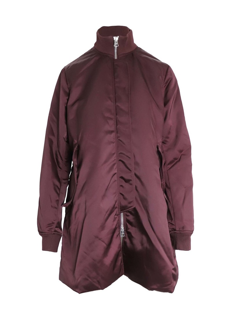 Acne Studios Aude Long Bomber Jacket in Burgundy Nylon