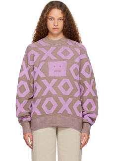 Acne Studios Beige & Purple Jacquard Sweater