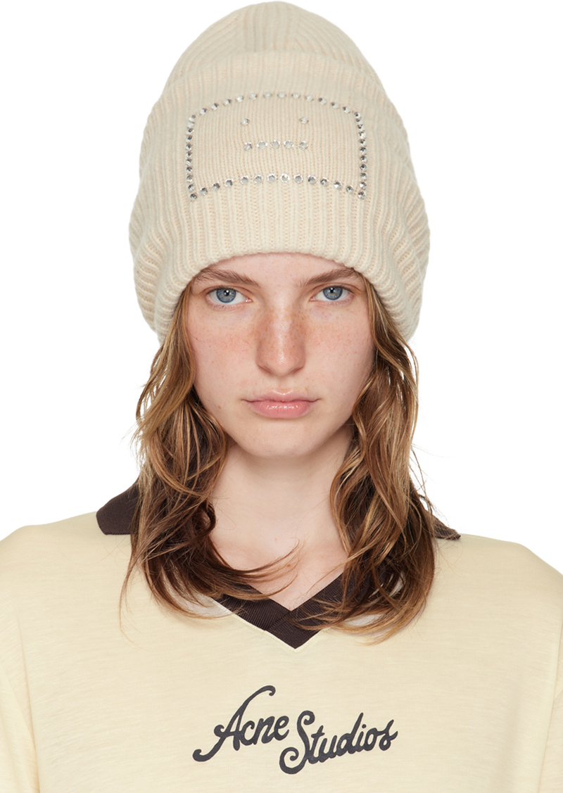 Acne Studios Beige Embellished Square Beanie