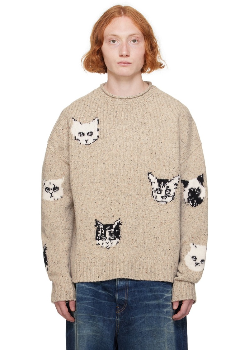 Acne Studios Beige Intarsia Graphic Sweater